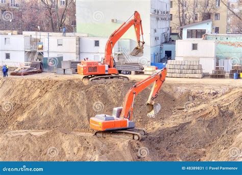 excavators digging deep foundations